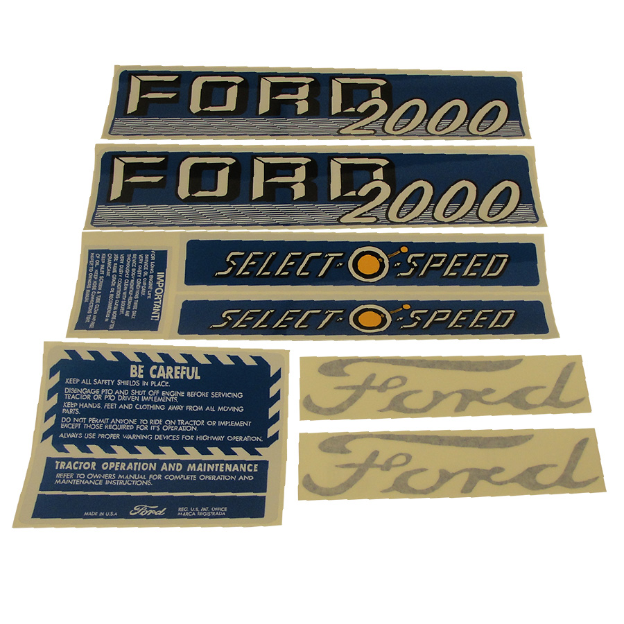 Ford tractor decal set 2000 gas selecto speed with caution stickers  1115-1538